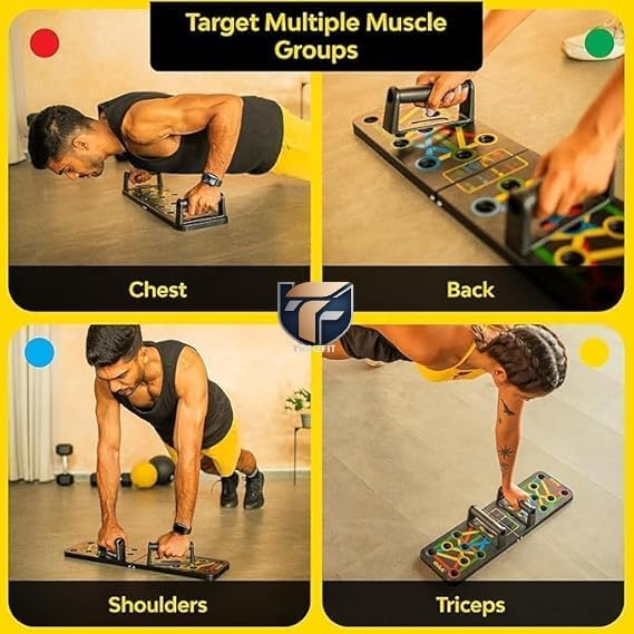 Image of Pushup Board, 15 in 1 Push Up Stand, Multi-Function Flex Board for Chest, Triceps, Shoulder, Back Muscles, Home Workout Gym Equipment, Multicolour Durable