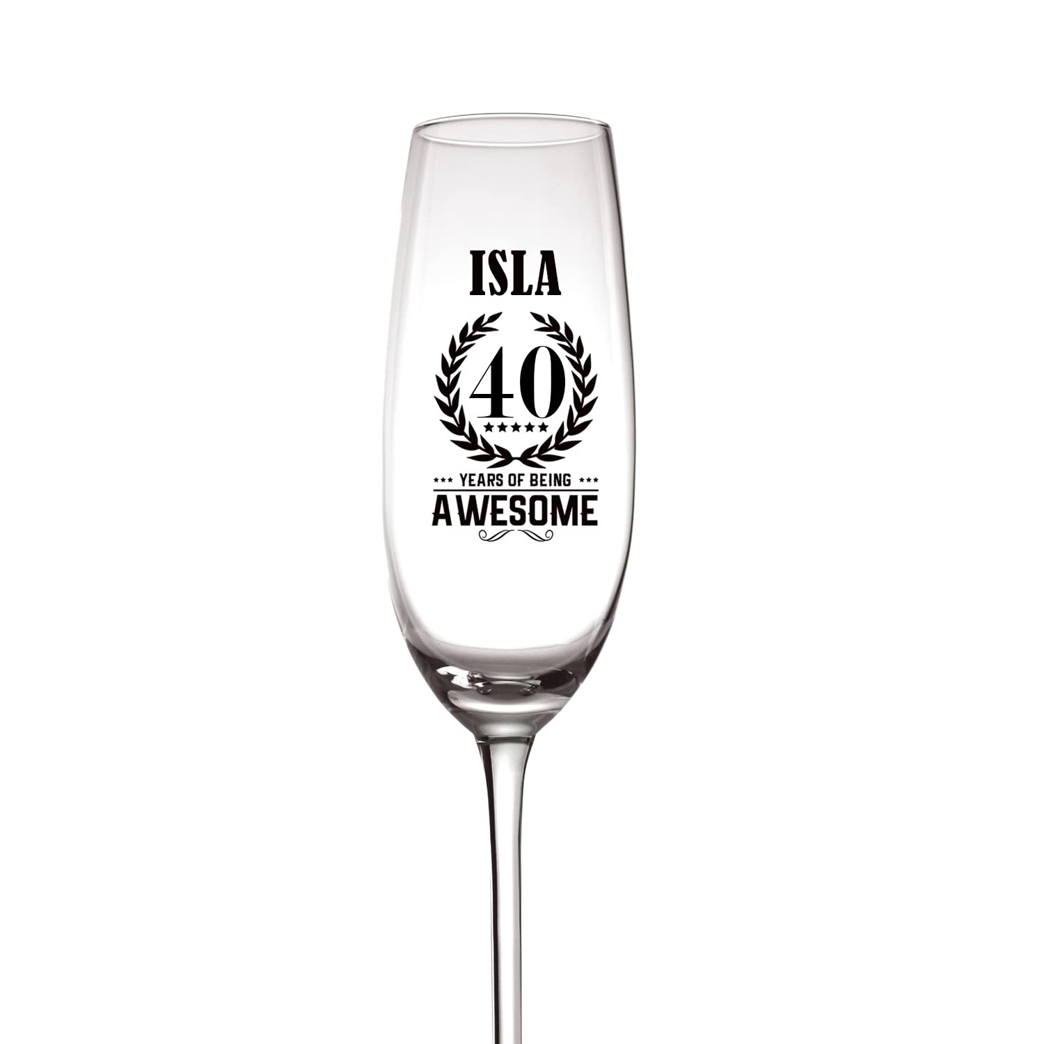 ukgiftstoreonline Personalised 40th Birthday Gift Champagne Prosecco Glass Years of Being Awesome