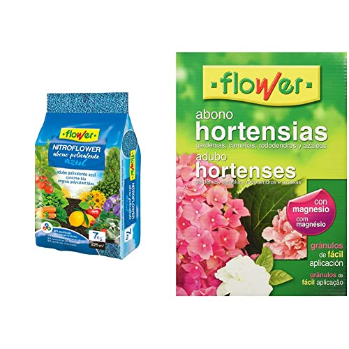 Flower Nitroflower Abono Polivalente, 7 kg, color azul & Abono Hortensias, 1 kg