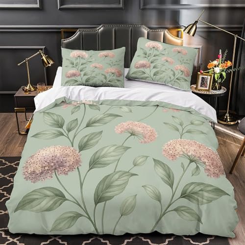 Housse de couette 140x200 rose floral en microfibre premium douce - 2