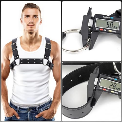 Men's Chest Harness Belt Costume, Adjustable Body Belt for Men, PU Leather Male Punk Chest Shoulder Muscle Show Fashion Costumes for Cosplay Party3