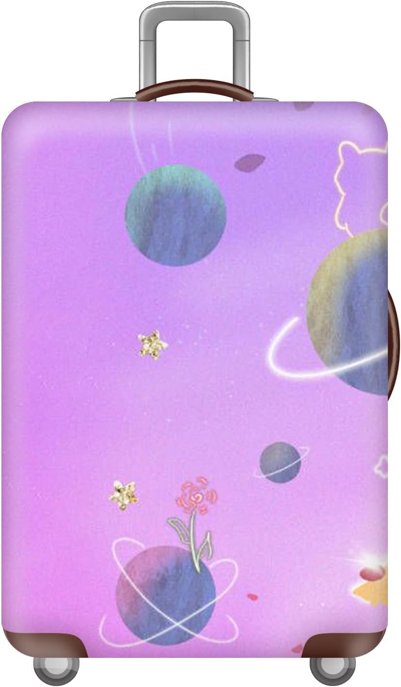 LoiYtrd Luggage Cover Suitcase Protector Stretch Cover for Rolling Suitcases – Fits 18–32-inch Suitcases(Planet,L)