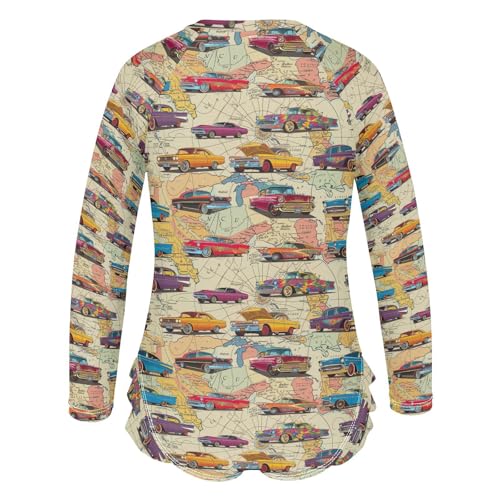Vintage Car Girls Long Sleeve Swimsuit UPF 50+ Rashguard Swimwear One Piece Bathing Suit for 3-12 212202943