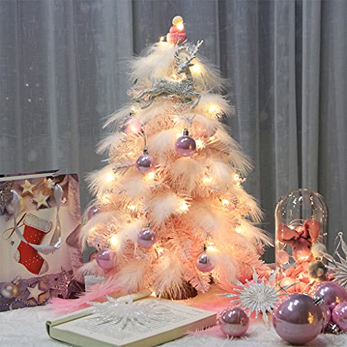 Árbol de Navidad artificial rosa de mesa Lodoot con elegante tela blanca 6