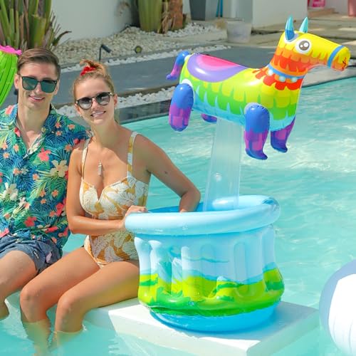 image for PARENTSWELL Inflatable Rainbow-Colored Pony Cooler, 47.5'' Inflatable 