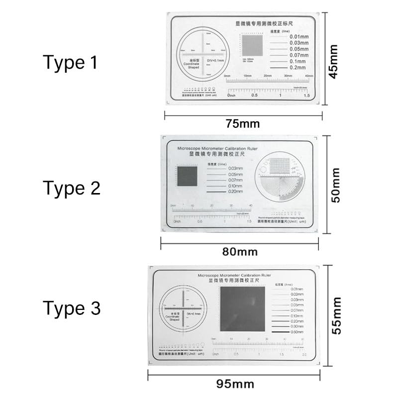 2 Règles D’étalonnage Micromètre Pour Microscope – Film PET Transparent, Neuf