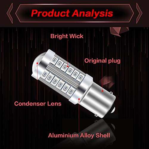 Teguangmei 2Pcs 1156 Ba15S P21W 1141 7056 Car Led Bulbs Red 900Lm Super Bright Led Reversing Brake Tail Stop Rear Fog Signal Light 5730 33Smd Position Tail Light 12-30V 3.6W #TOP2