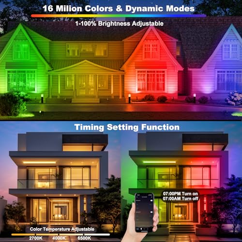 Image of T-SUN RGB Flood Light Bar 2 Pack 50W RGBCW Outdoor Wall Washer Flood Lights, Color Changing LED Wash Lights with APP & Remote Control, Music Sync, Timer, Memory, 2700K-6500K for House Garden Party