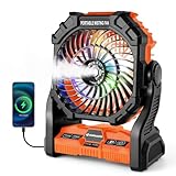 Odoland 20000mAh Camping Fan, Portable Misting Fan with Light, Battery Operated Rechargeable Mister Tent Fans with Hook & 250mL Water Tank, Cooling Mist for Outdoor Beach Patios RV Car Summer