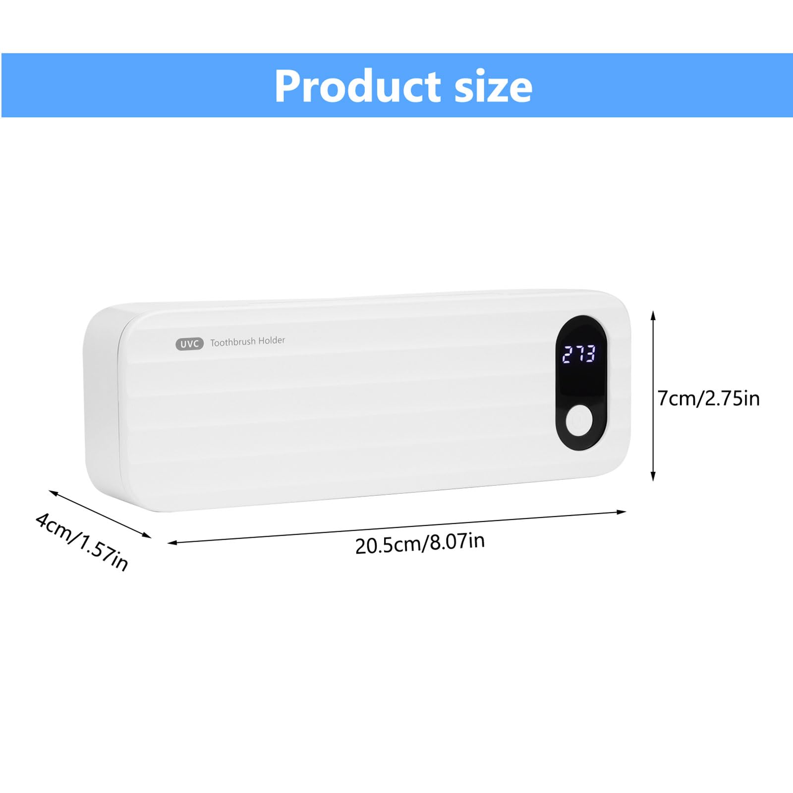 Igienizzante UV per spazzolino da denti, antibatterico, da parete, 5 slot, funzione timer, 2000 mAh ricaricabile, senza fili, montaggio a parete, bianco