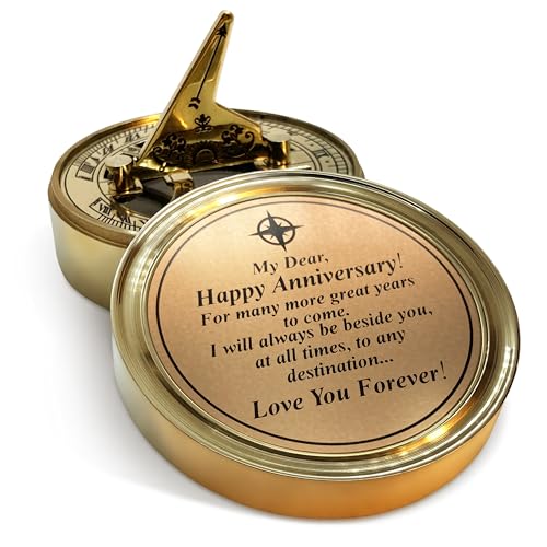 image for OakiWay Anniversary Sundial Compass Gift for Him or Her - Unique Gift 