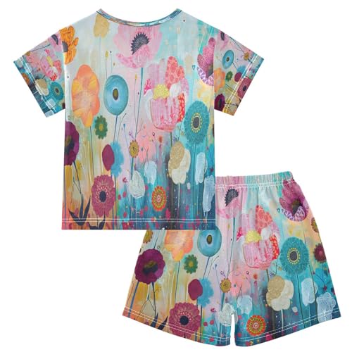 senya Short Sleeve Pajamas Sets Summer Cotton Sleepwear Giraffe Composed Flower2