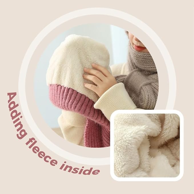 HIRVA CREATION Multicolor Knitted Winter Set: Soft Beanie Hat with Matching Scarf, Fleece Lined for Extra Warmth, Cozy and Stylish Cold Weather Accessories for Women 3