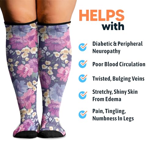 Image of Viasox Compression Socks for Women and Men, Knee High Socks 12-15 mmhg Circulation Support for Flight, Travel, Daily