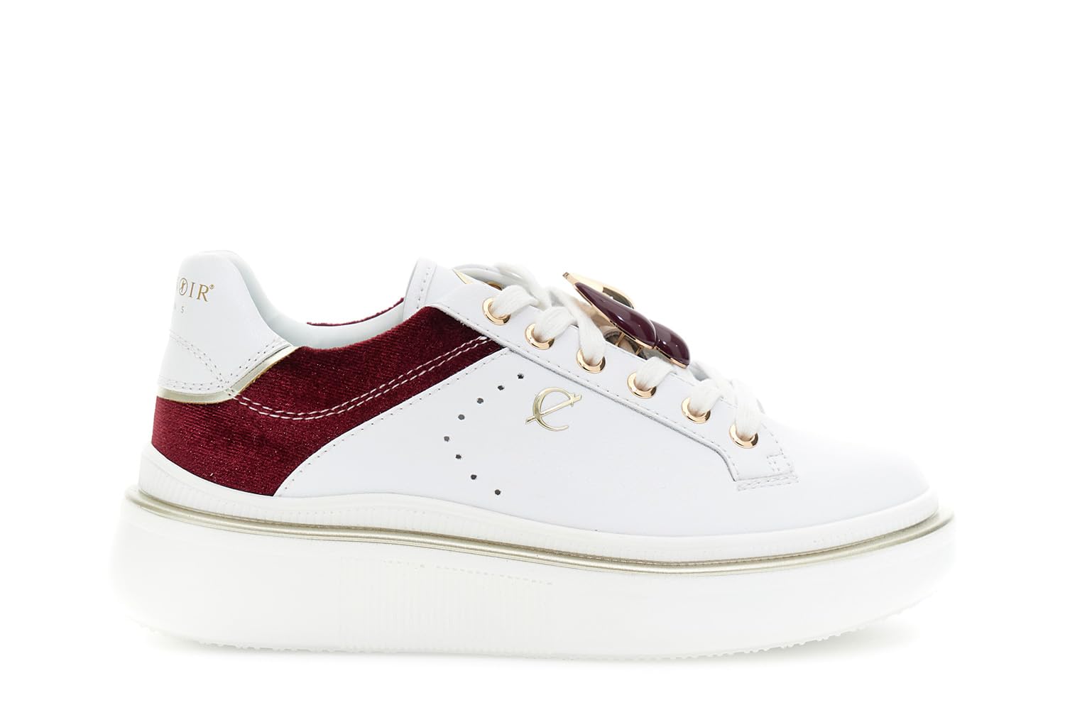 CAFèNOIR - Zapatilla con Cordones De Piel Recubierta De Inserto De Terciopelo, para Mujer