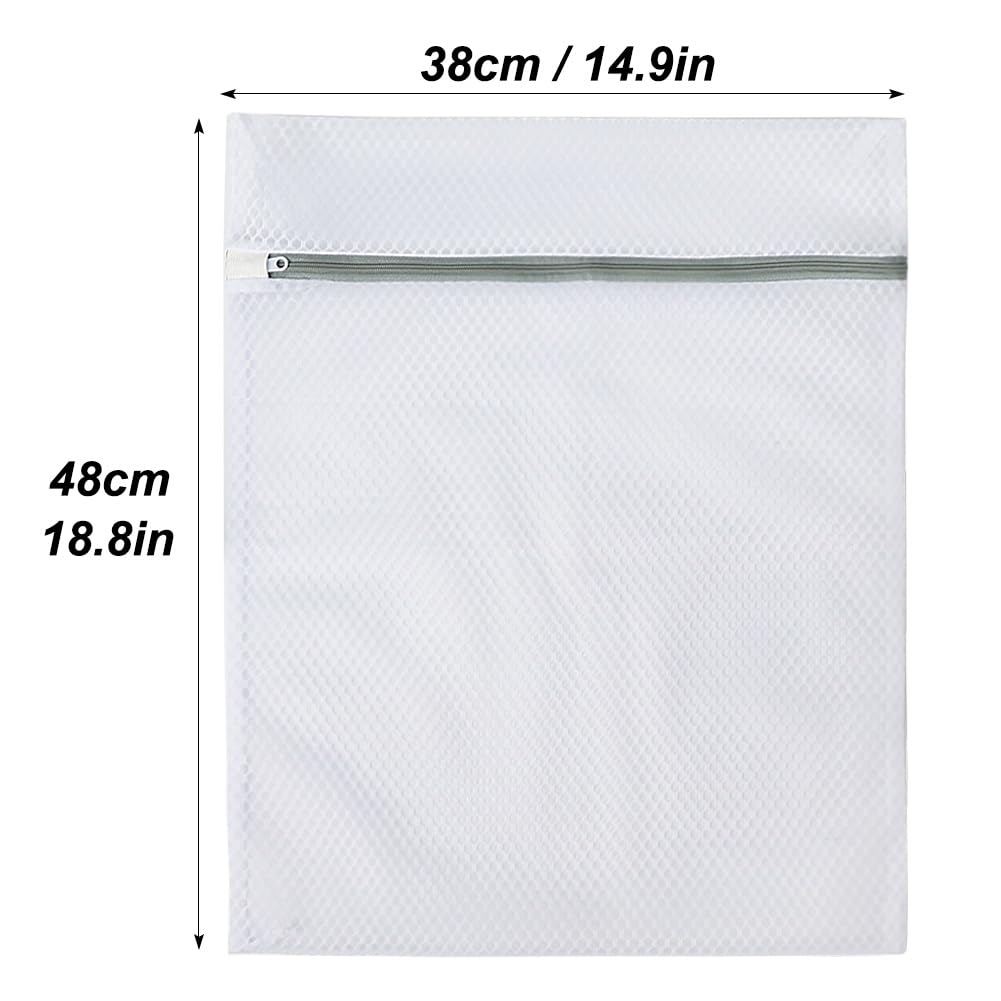 Vivifying Mesh Laundry Bag, 2 PCS Large Washing Machine Bag with Zip, 15 x 19 inch Coarse Net Washing Bag for Delicates,Clothes (White) - Image 2