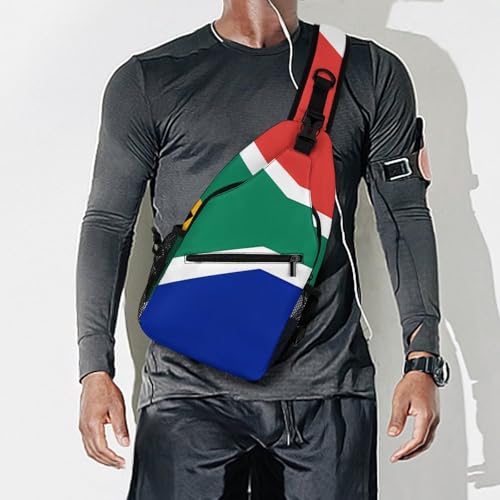 Morrales tipo sling con bandera de Sudáfrica blanco para viaje miniatura 7