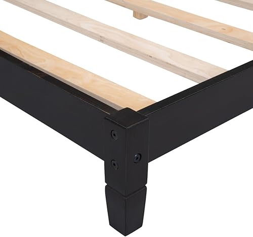 Miniatura 16 de JINS&VICO Sofá cama, cama de madera tamaño individual, cama de día moderna de mediados de siglo con marco de madera, sofá cama con respaldo y