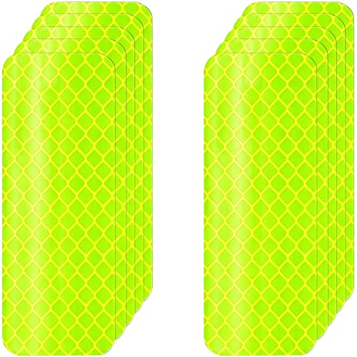 LIIMZII 10 Pcs Self Adhesive Reflective Fluorescent Tape Outdoor Safety Stickers Waterproof Reflectors Stickers Warning Tape Strips Sticker for Clothing Bike Vehicle Motorcycle Helmet (Green)