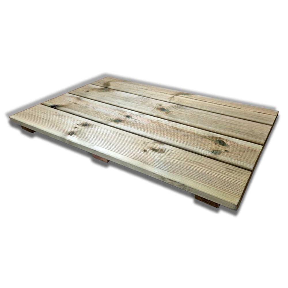 Plataforma de ducha antideslizante de madera 100 x 60 cm, de pino impregnado, grosor 5 cm