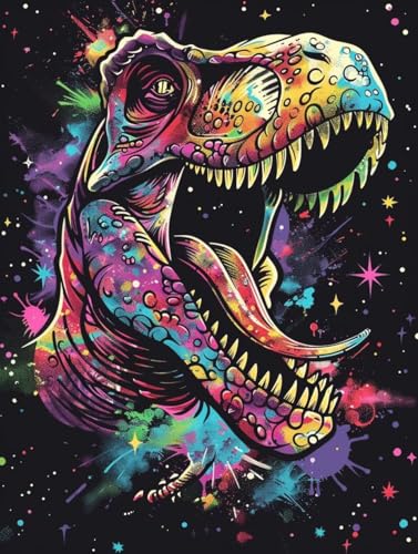 Peinture numéro adulte dinosaure kit acrylique complet DIY loisir créatif manuel géant 100x130cm