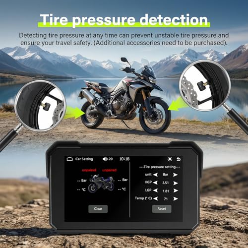 Image of Rimoody 5 Inch Portable Wireless CarPlay & Android Auto Motorcycle Screen, IP68 Waterproof Touchscreen GPS Navigation for Motorbike, Bluetooth Dual Mode, Anti-Theft, Support TPMS & TF Card
