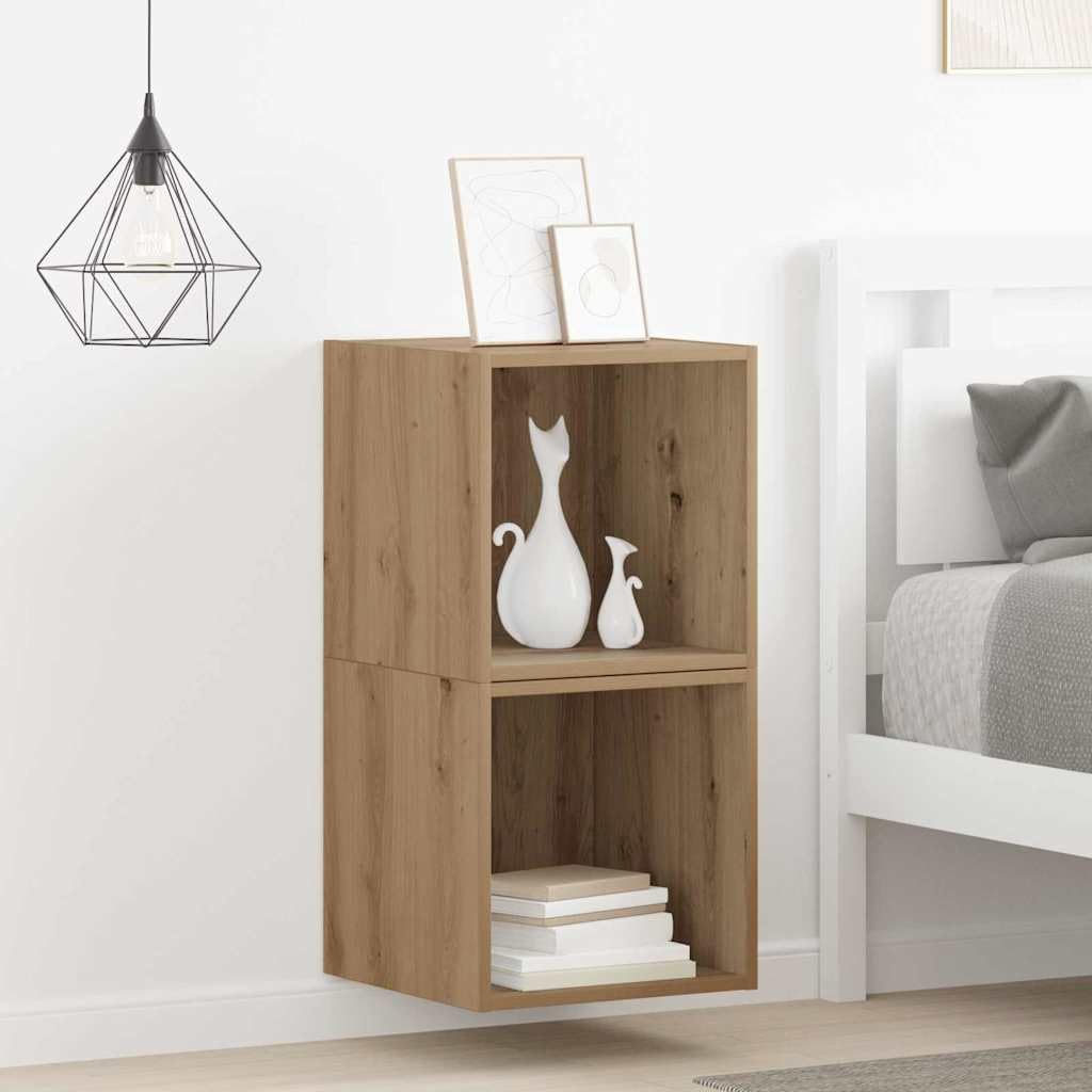 Set di 2 mensole da parete in rovere Artisan, 37 x 37 x 37 cm, per soggiorno, camera da letto, cucina, bagno, corridoio, ufficio, organizer