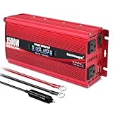 Cantonape 1500W Power Inverter 12V to 110V/120V Car Charger Converter with LCD Display, 3.1A Dual USB Ports 2 AC Outlets Car Adapter, Cigarette Lighter for for Truck Vehicle Red