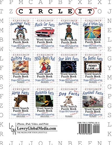 Mots mêlés western avec le livre de puzzle Circle It Gunslinger Facts Book 2