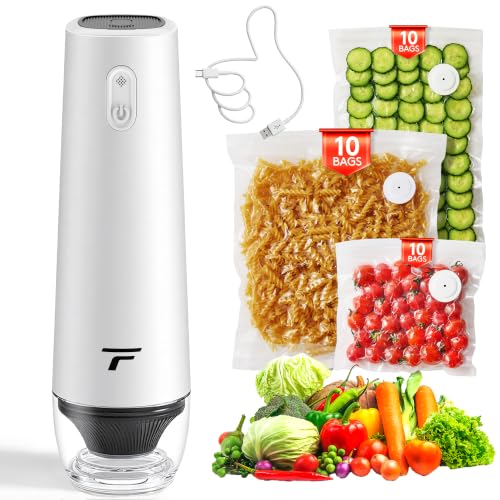 Image of Vacuum sealer for food, Handheld Vacuum Sealer with 30 Reusable Bags