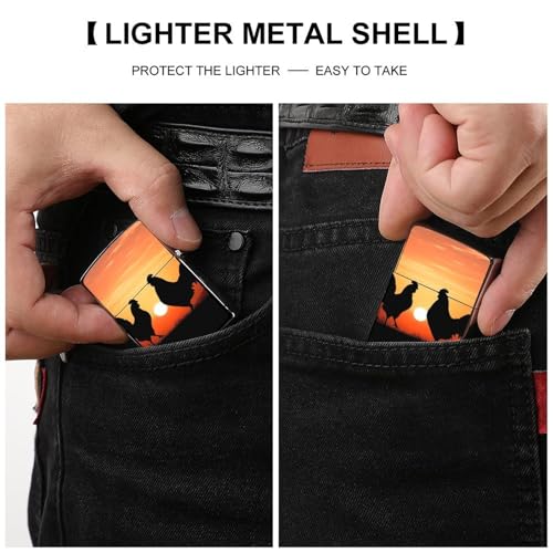 Funda para Encendedor Animal Gallinas, Metal miniatura 3