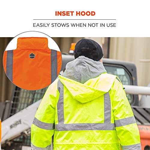 Ergodyne Glowear 8365 Rain Jacket, High Visibility, Reflective, Ansi Compliant Outerwear Orange, X-Large #TOP5