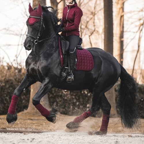 Image of Horse Polo Leg Wraps Soft Fleece Wraps Equestrian Leg Bandage 4-Pack (Full(10ft), Wine Red)