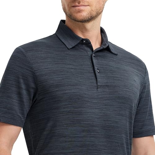 Rouen Polo Shirts for Men Dry Fit Performance Moisture Wicking Casual Jacquard Heather Collared Mens Golf Shirts Short Sleeve4