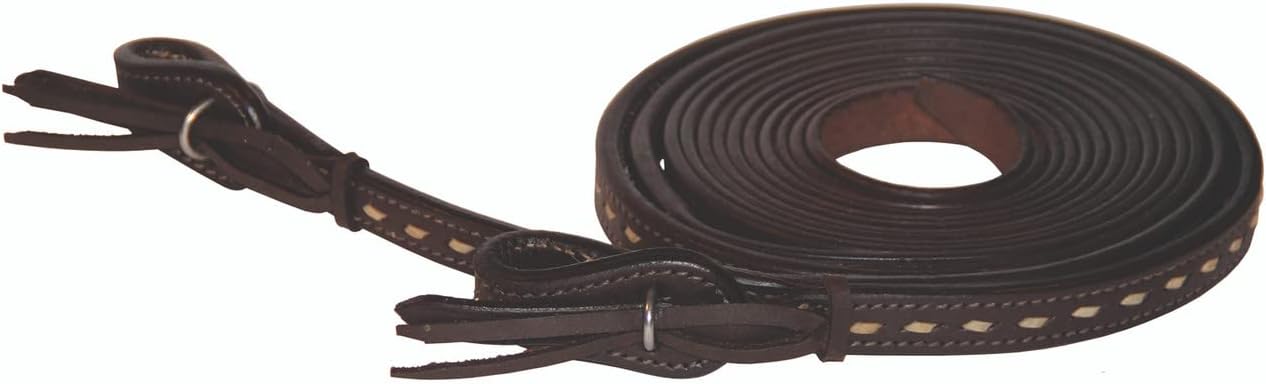 Buffalo Leather Oiled Split Reins with Natural Rawhide Buckstitch