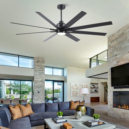 Image of Rayqueen 72 Inch Black Ceiling Fans with Lights and Remote,Includes Downrod