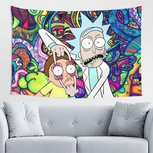 BVBNHR Funny Anime Tapestry for Bedroom Trippy Wall Hanging Comic Tapestries Home Decoration Livingroom Home Decor 60x40inch