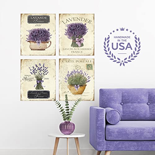 Twisted R Design Wall Art Canvas Prints - 4 Vintage Farmhouse Decor Prints - 8X10 Wrapped Canvas Floral-Themed Pictures - Made In Usa Wall Art For Living Room, Bedroom, Office, More - French Lavender #TOP3