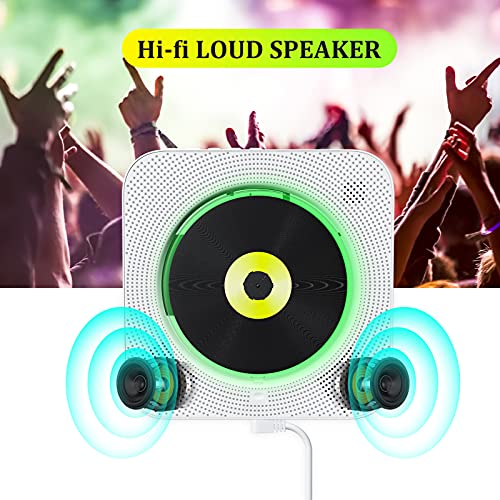 Kovcdvi Portable Cd Player With Bluetooth Background Lights Wall Mountable Built-In Speakers Cd Players For Home Headphone Jack With Remote Control Fm Radio Usb Tf Card Mp3 Aux Input Output #TOP3
