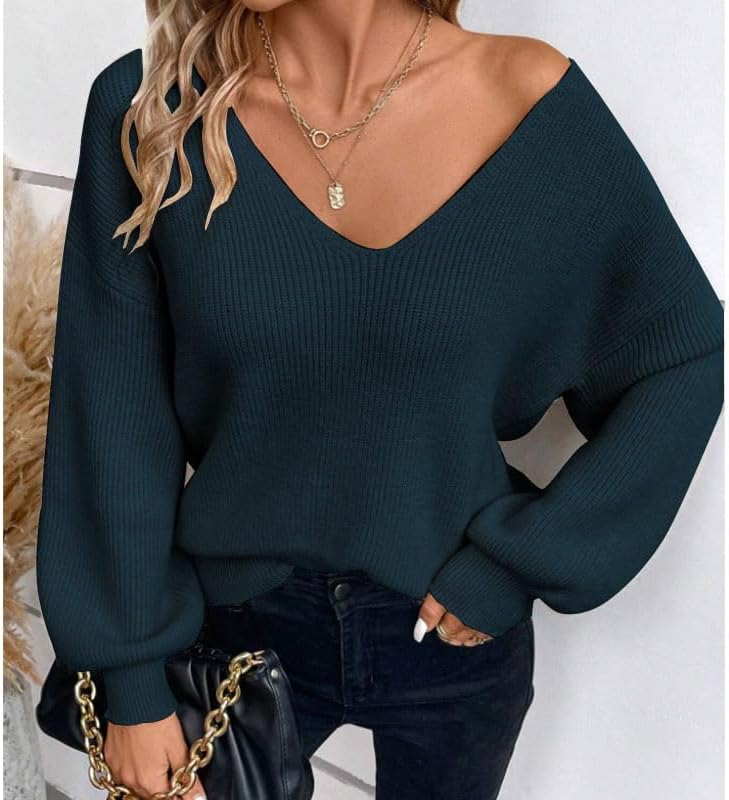 Chvity Women Sexy Backless Bow Tied Long Lantern Sleeve Pullover Sweaters Fall Winter Trendy Clothes - Image 5