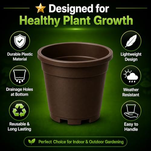 Image of Indian Gardens - 4 inch Indoor (Pack of 10) Plastic Small Colour pots | Plastic Plant Pot for Terrace Garden (Brown)