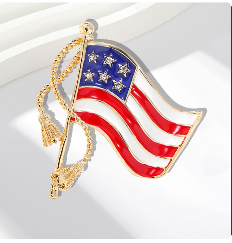 Image of 1-4Pcs Independence Day Badge Pins Brooch for Men Women 4th of July White Blue Red USA American Flag Lapel Pins American Star Pins Patriotic Brooch Jewelry