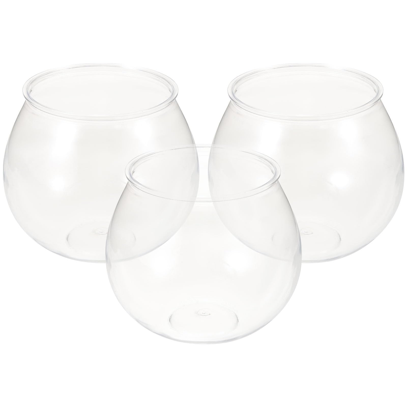 Alipis 3 cuencos de plástico para peces, dorado transparente, inastillable, pequeño tanque de peces Betta de escritorio, redondo, cuenco multiusos para pecera, cuenco de pescado para beber, soporte