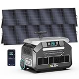 IEE P3200 Portable Power Station 3200W with 2x500W Solar Panel, 2048Wh Solar Generator, 1800W AC Charging, AC Outlets x 4, LiFePO4 Battery Power Station for Home Backup, Camping, RV, Emergency