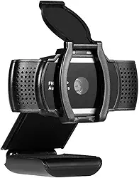 Webcam USB 1080P com foco automático, câmera com tampa de privacidade, microfone embutido, câmera sem drive para PC, laptop, preto