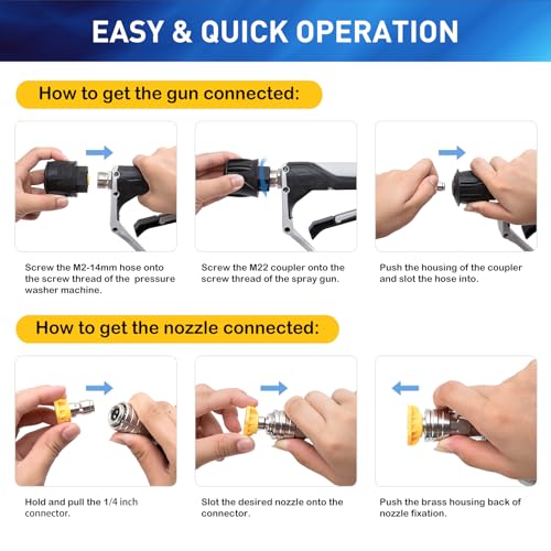 LKEVREG 4350 PSI High Pressure Washer Gun with 5 Water Nozzle Tip, Stubby Short Lance Pressure Washer Accessories for Car Cleaning, M22 14MM Hose Connector for Karcher K1-K7 - Image 5