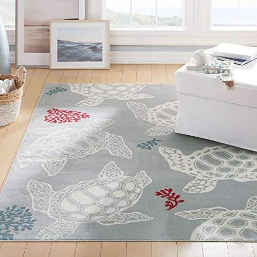 Home Dynamix Marine Sea Turtle Coastal Animal Indoor/Outdoor Area Rug, Grey/Ivory, 7'10"x10'2" - Image 4