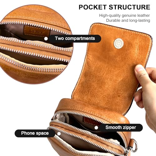 Image of Genuine Leather Crossbody Bags for Women, Small Crossbody Bag for Women,Phone Purses with Adjustable Strap for Travel