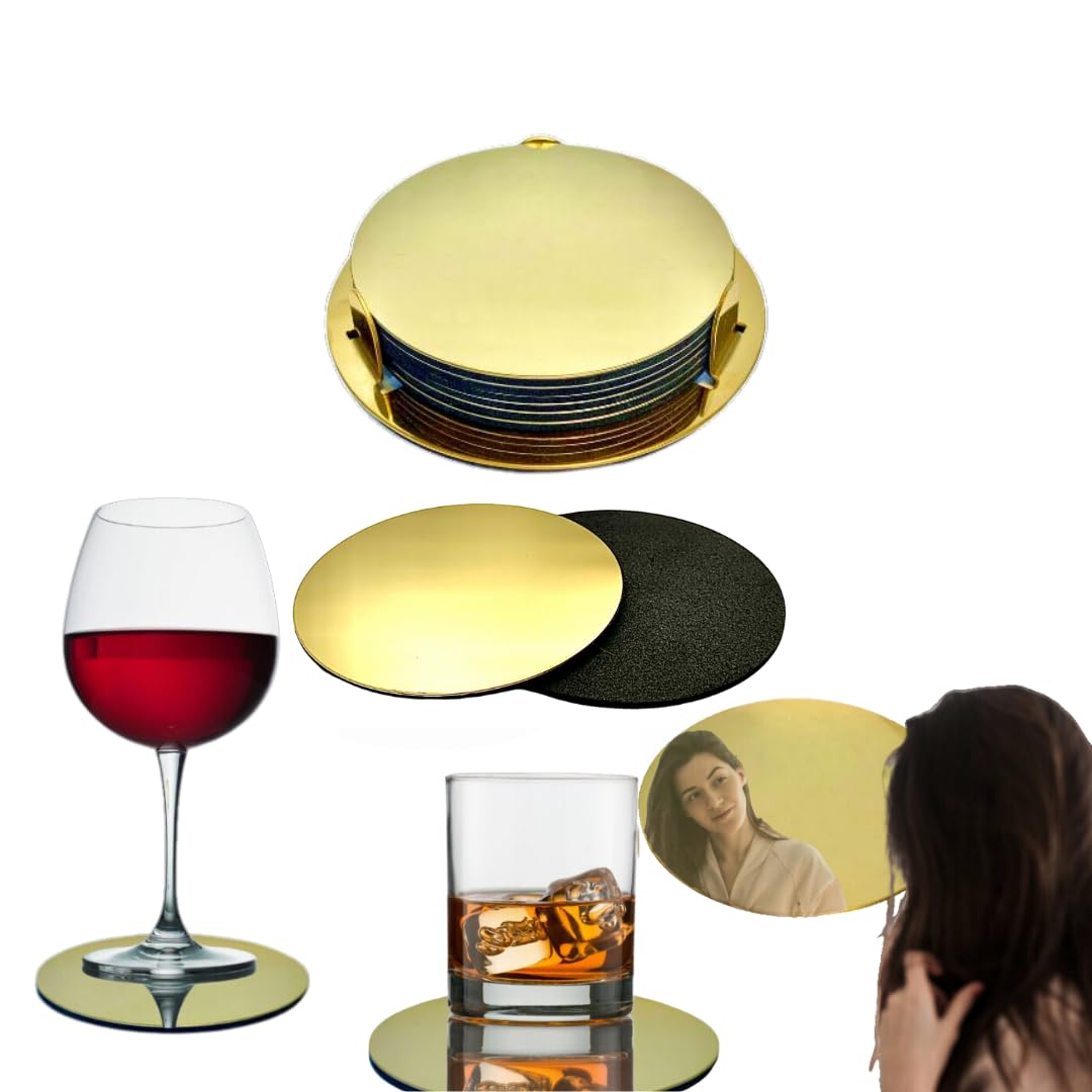 IKEA Glattis Lot De 6 Sous-Verres Laiton 7.6cm - Dessous De Verre Avec Support - Acier Inoxydable