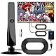 DVB-T/DVB-T2 Innen Antenne, Digital TV Antenne Indoor - 4K HD Antenna mit Signalverstärker, 50km Reichweite, Plug & Play für Smart TV (schwarz)